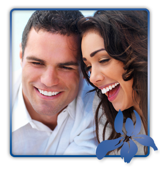 stock photo couple with a beautiful smiles looking online